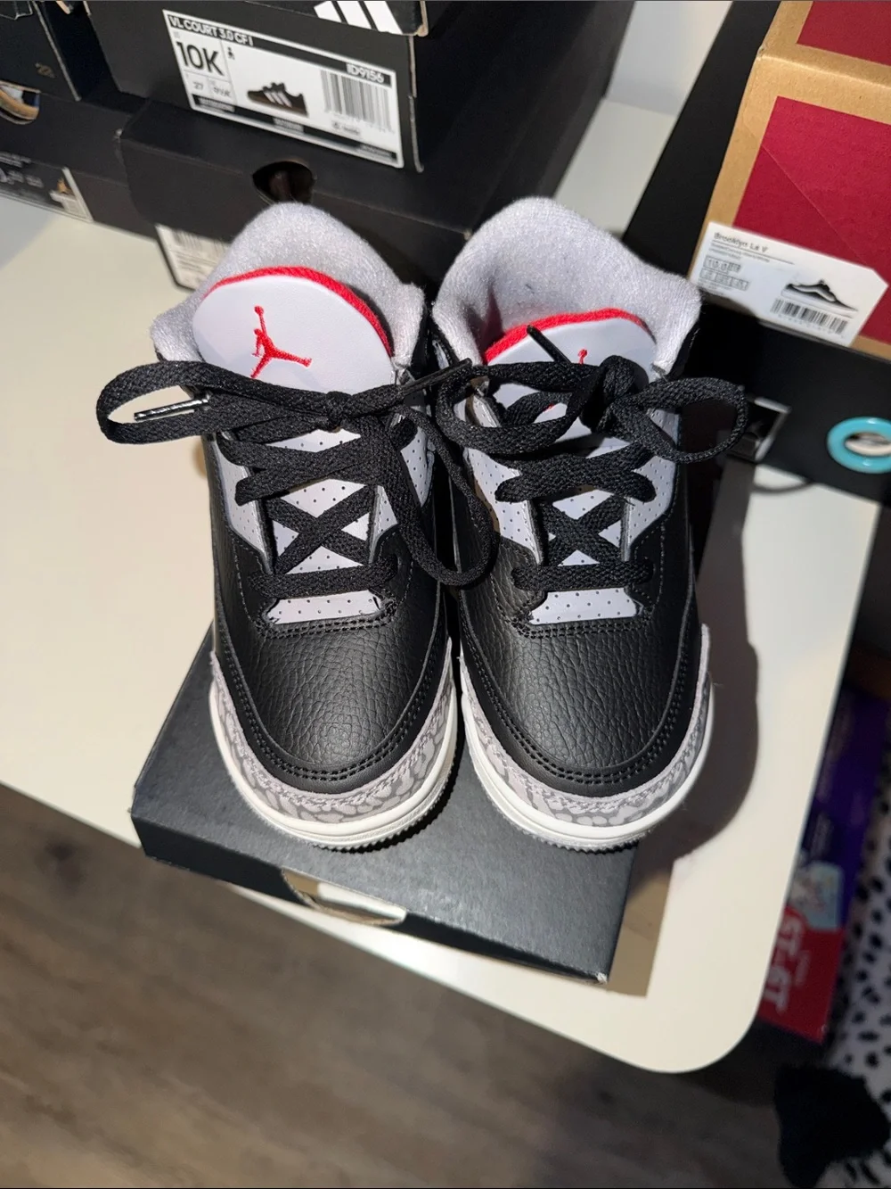 Jordan Kids Black and Gray Elephant Print Sneakers